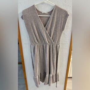 Caution To The Wind Striped Midi Dress in Brown and White